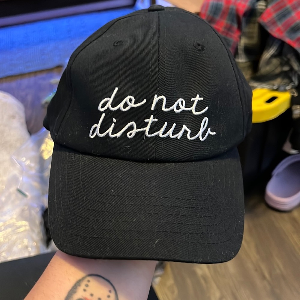 Black do not disturb hat With Velcro back